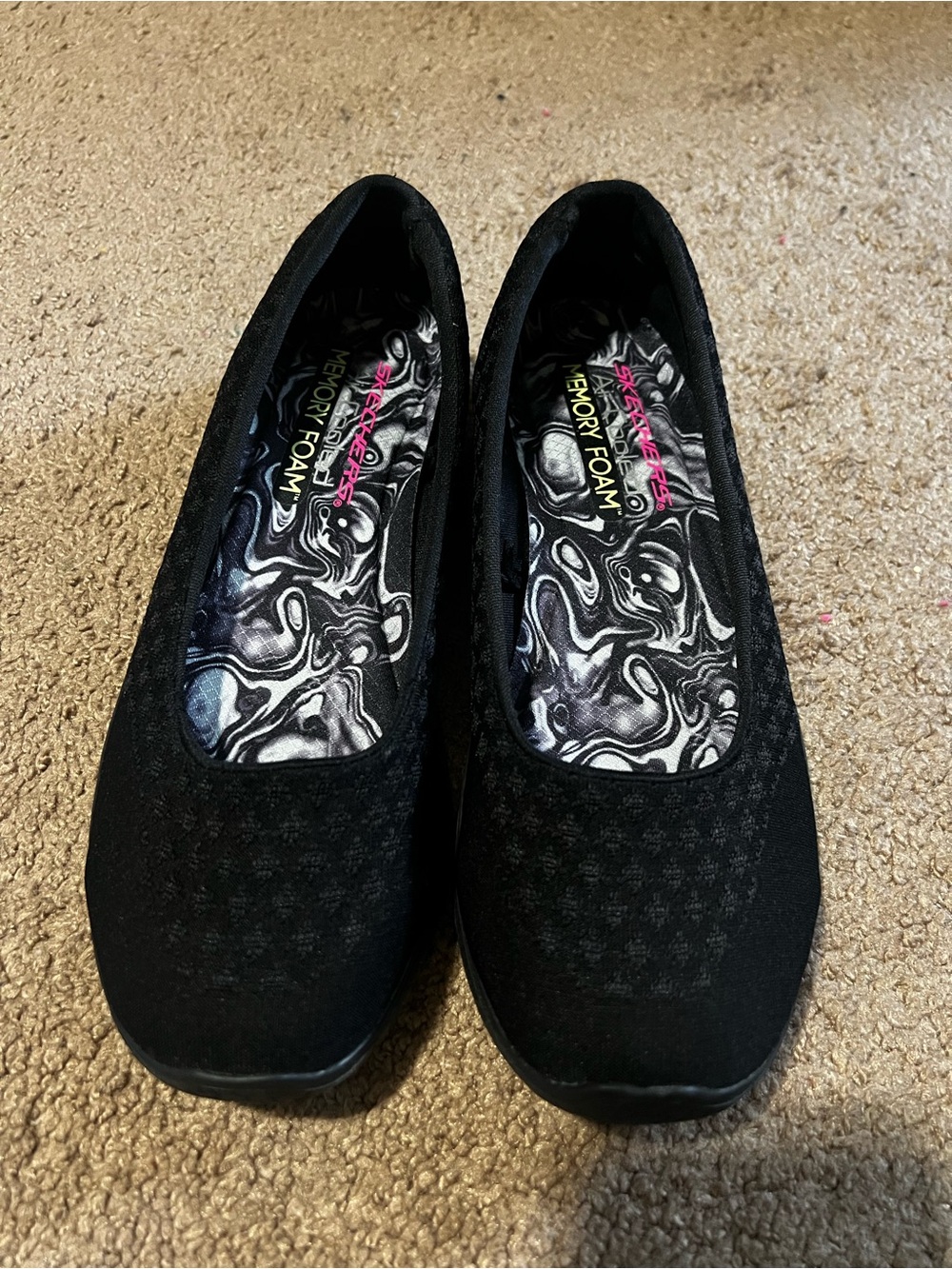 Skechers Black Slip-On Memory Foam Ballet Flats